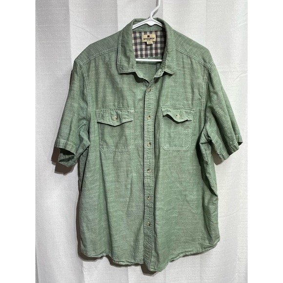 Woolrich Short Sleeve Button Down Double Pocket Green XXL 2XL - Picture 3 of 5